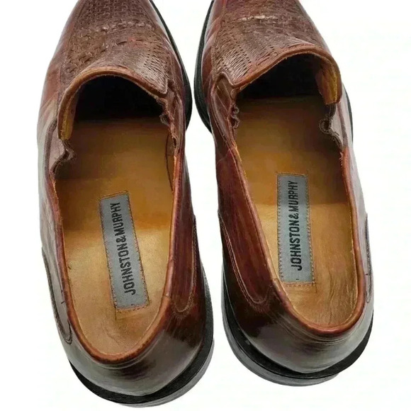 Johnston & Murphy Mens Loafer Shoes Brown Basket Weave Leather Slip Ons 9 M - Picture 5 of 7